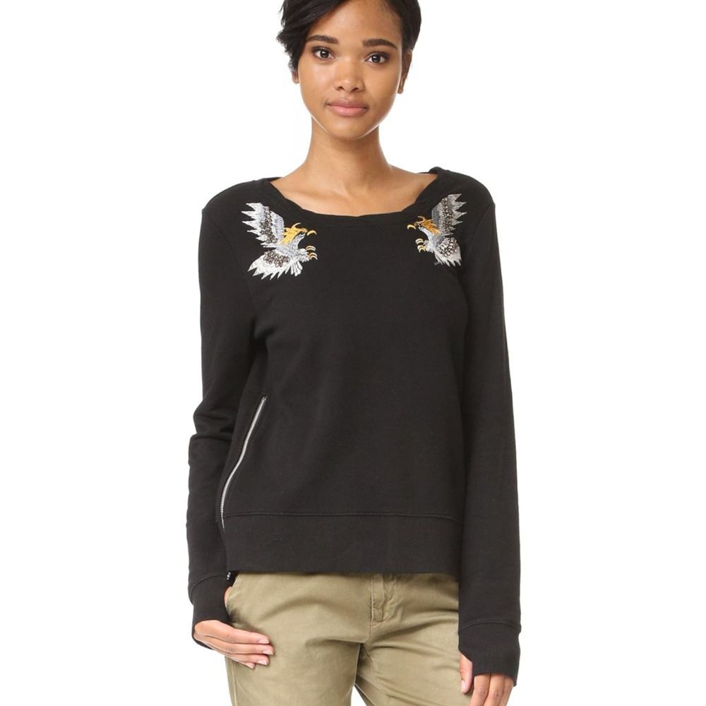 Pam & Gela Damen Besticktes Sweatshirt Pullover